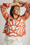 The Ryan Floral Crochet Blouse in Rust