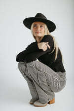 The Ellen Straight Leg Jean in Black + Tan Stripe