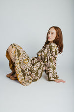 The Lia Floral Midi Dress in Olive