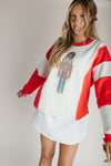 The Nutcracker Embellished Pullover in Cream + Red