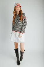 The Maude Striped Sweater in Black + Cream