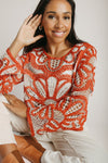 The Ryan Floral Crochet Blouse in Rust
