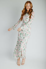 The Lizzy Bell Sleeve Maxi Dress in Light Pink Floral