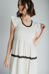 The Andrea Polka Dot Tiered Maxi Dress in Natural