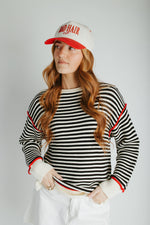 The Maude Striped Sweater in Black + Cream