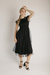 The Dawley Polka Dot Chiffon Midi Dress in Black