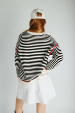 The Maude Striped Sweater in Black + Cream