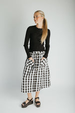 The Fiona Gingham Midi Skirt in Black