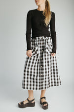 The Fiona Gingham Midi Skirt in Black