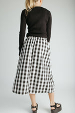 The Fiona Gingham Midi Skirt in Black
