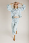 The Sanborn Embroidered Blouse in Denim