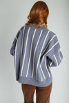 The Reagan Striped Crew Neck Sweater in Blue