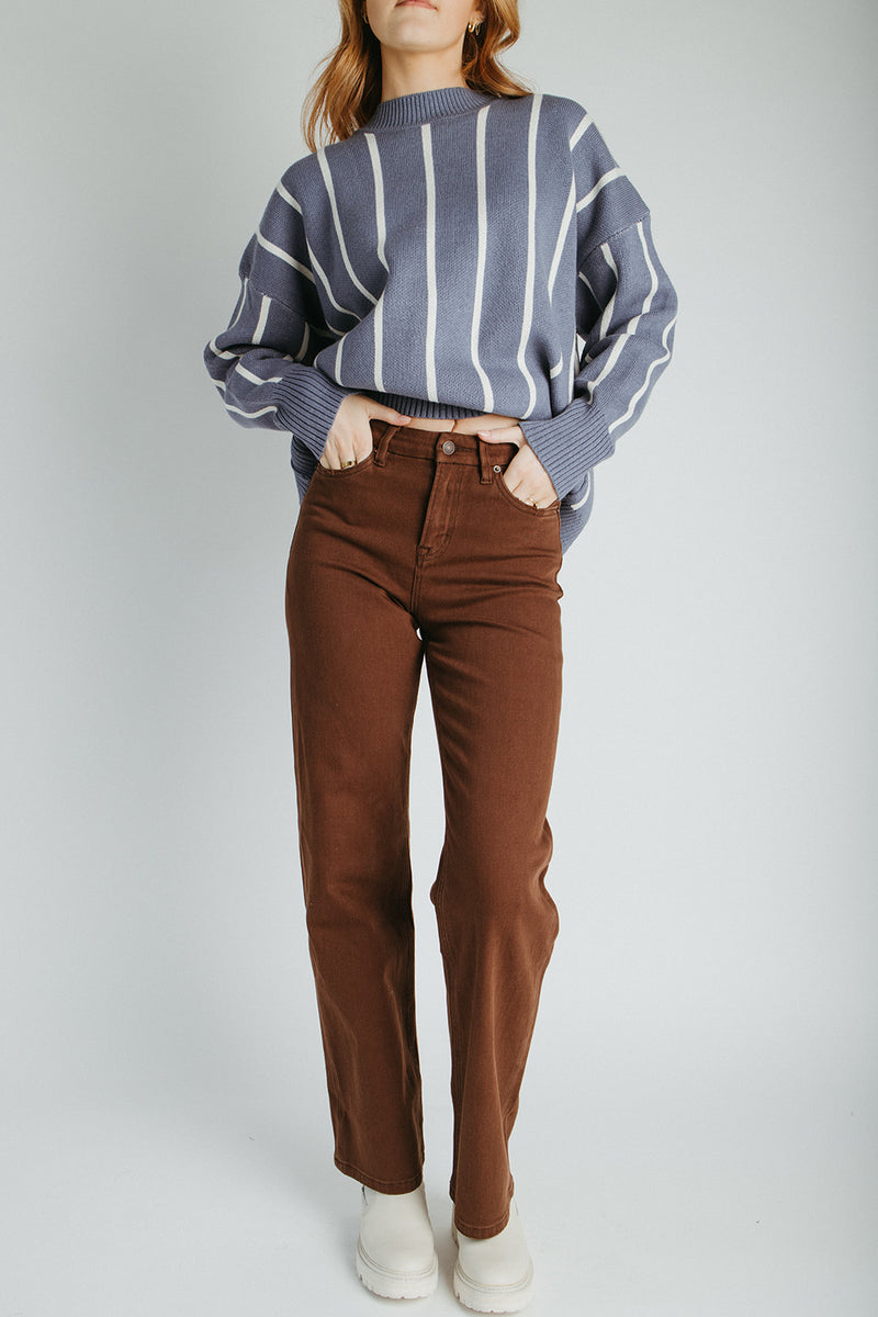 The Trisha High Rise Wide Leg Jean in Vintage Brown