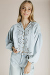 The Sanborn Embroidered Blouse in Denim
