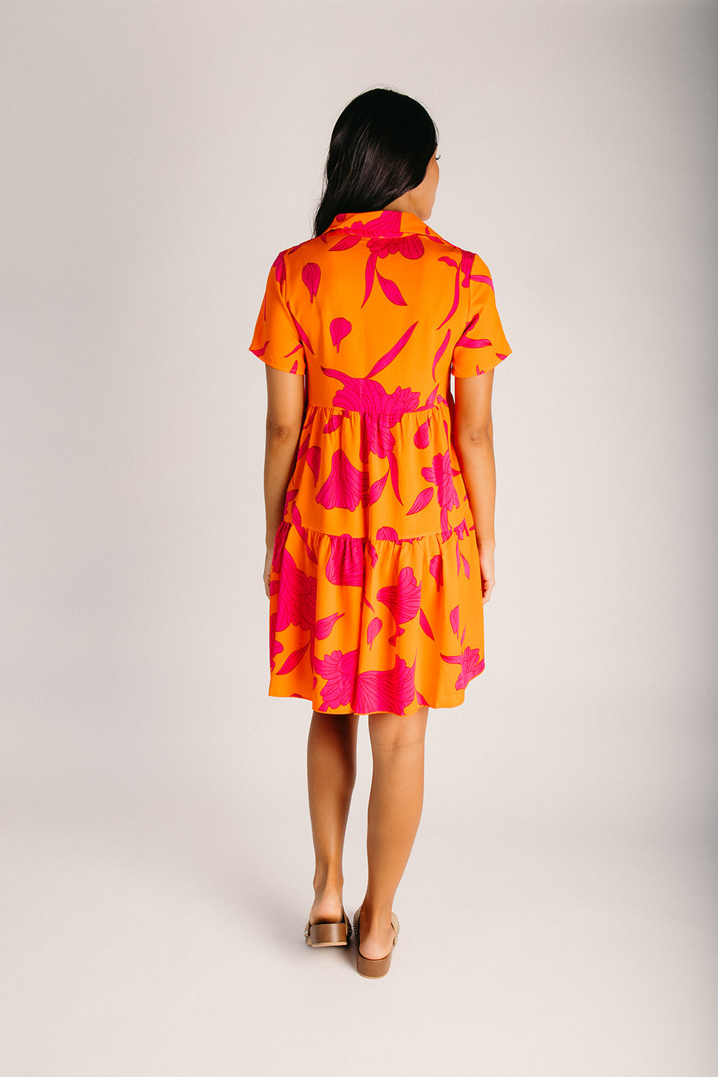 pink and orange cocktail dress The Lexington Floral Button-Up in + Medium Bronx and Banco | pagan fashion adjustable shoulder straps Size Chart:Medium