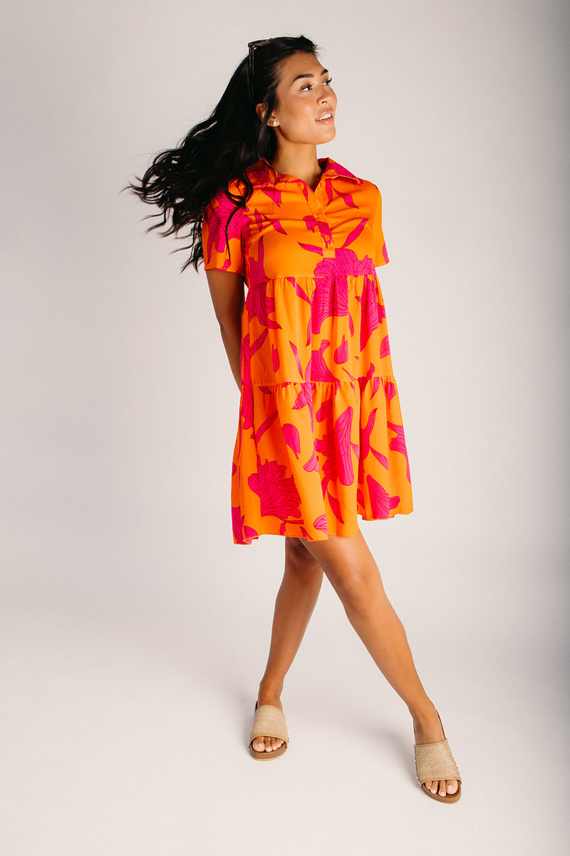 orange and pink floral dress Medium its lightweight fabric ensures comfort while the floral print adds a touch of sophistication Bright Perspective Orange and Pink