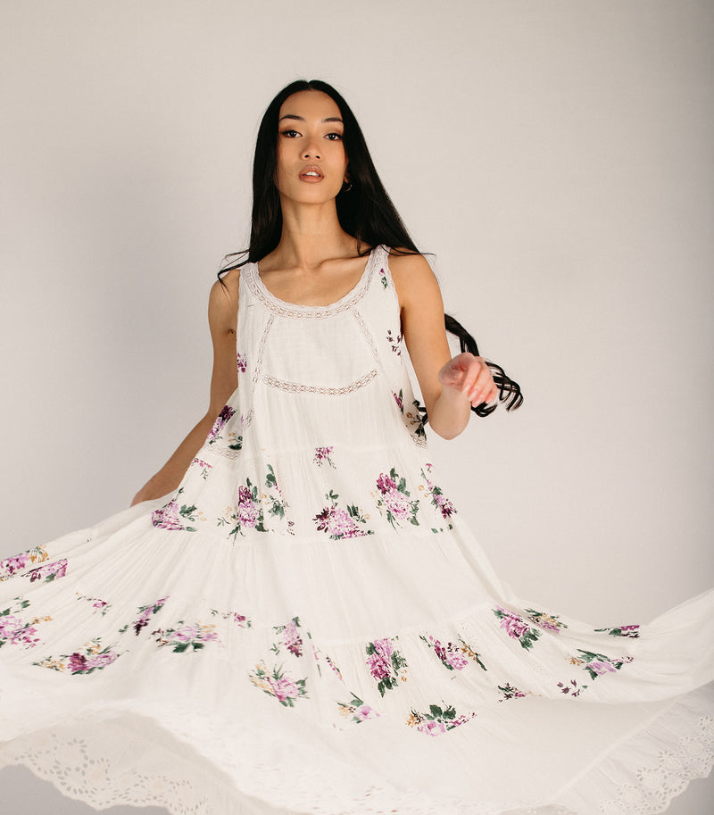 The Varenna Floral Maxi Tank Dress in Ivory (SHIPS LATE MAY) Large The Varenna Floral Maxi Tank Dress in Ivory (SHIPS LATE MAY) Large