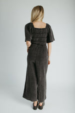 The Amaya Wide Leg Jumpsuit in Charcoal