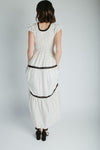The Andrea Polka Dot Tiered Maxi Dress in Natural