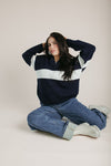 The Harrop Colorblock Half Zip Sweater in Navy + Ivory