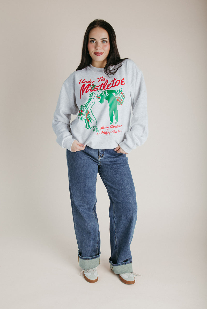 The Under the Mistletoe Sweatshirt in Heather Grey (ships in 1-2 weeks)