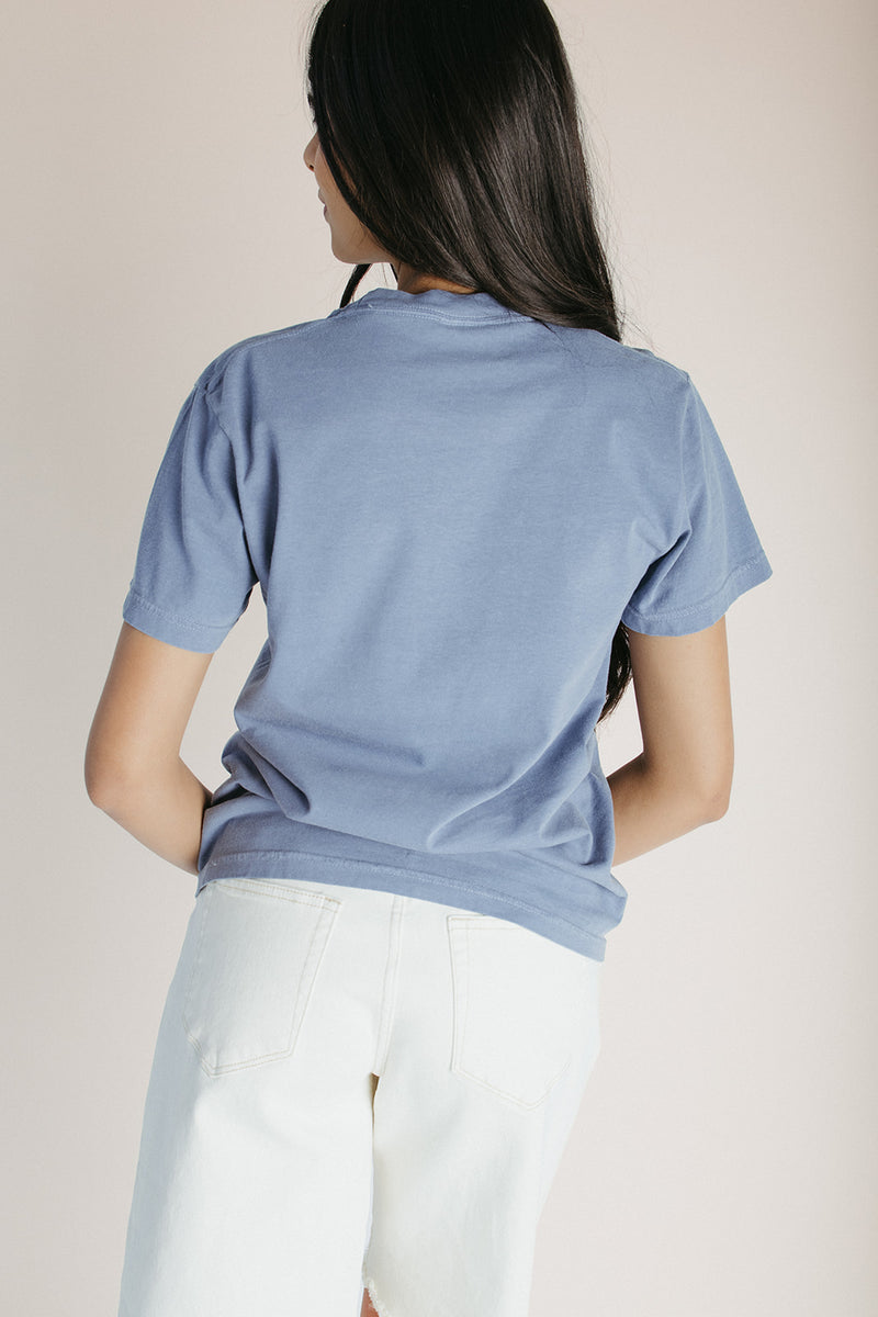 The Patchwork Rodeo Tee in Denim Blue