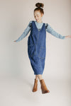 The Caffery Denim Overall Dress in Indigo Blue