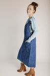 The Caffery Denim Overall Dress in Indigo Blue