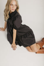 The Nancy Plaid Button-Up Dress in Black