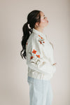 The Skilton Embroidered Denim Jacket in Cream