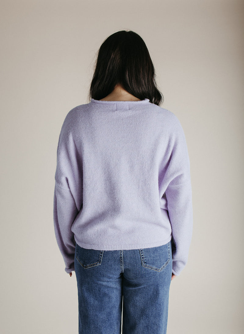 The Riggs Button-Down Sweater in Lavender