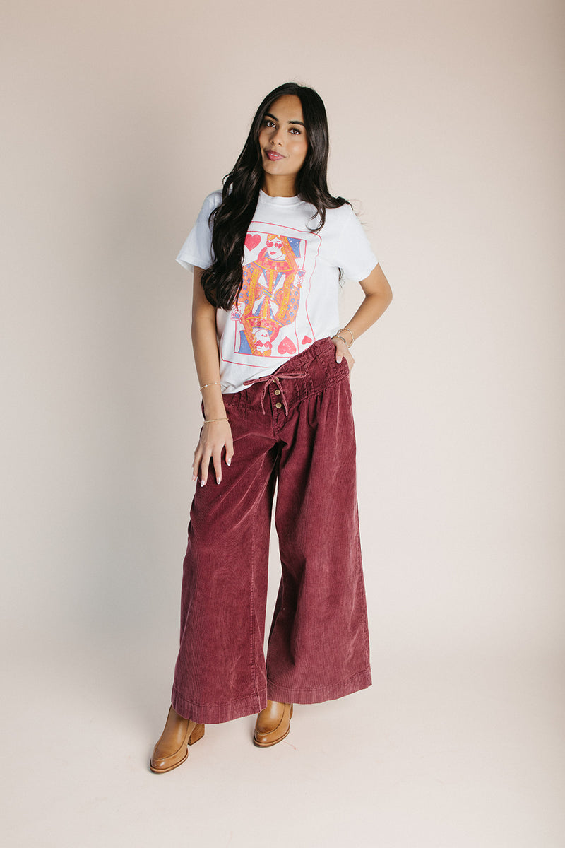 The Dorsey Corduroy Pin Tuck Wide Leg Pant in Burgundy – Piper & Scoot