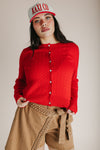 The Tomberlin Cable Knit Cardigan in Red