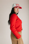 The Tomberlin Cable Knit Cardigan in Red