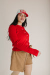 The Tomberlin Cable Knit Cardigan in Red