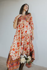 The Marston Hanky Hem Floral Dress in Cream Multi