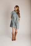 The Maribeth Floral Button-Up Dress in Denim