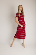 The Lorenz Striped Midi Sweater Dress in Burgundy