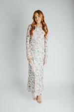 The Lizzy Bell Sleeve Maxi Dress in Light Pink Floral