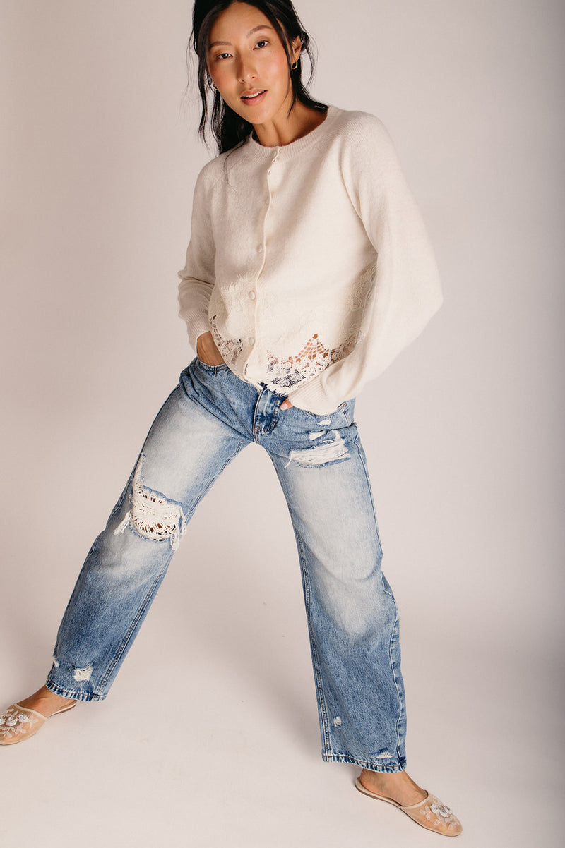 The Cambrea Crochet Detail Barrel Jean in Medium Denim – Piper & Scoot