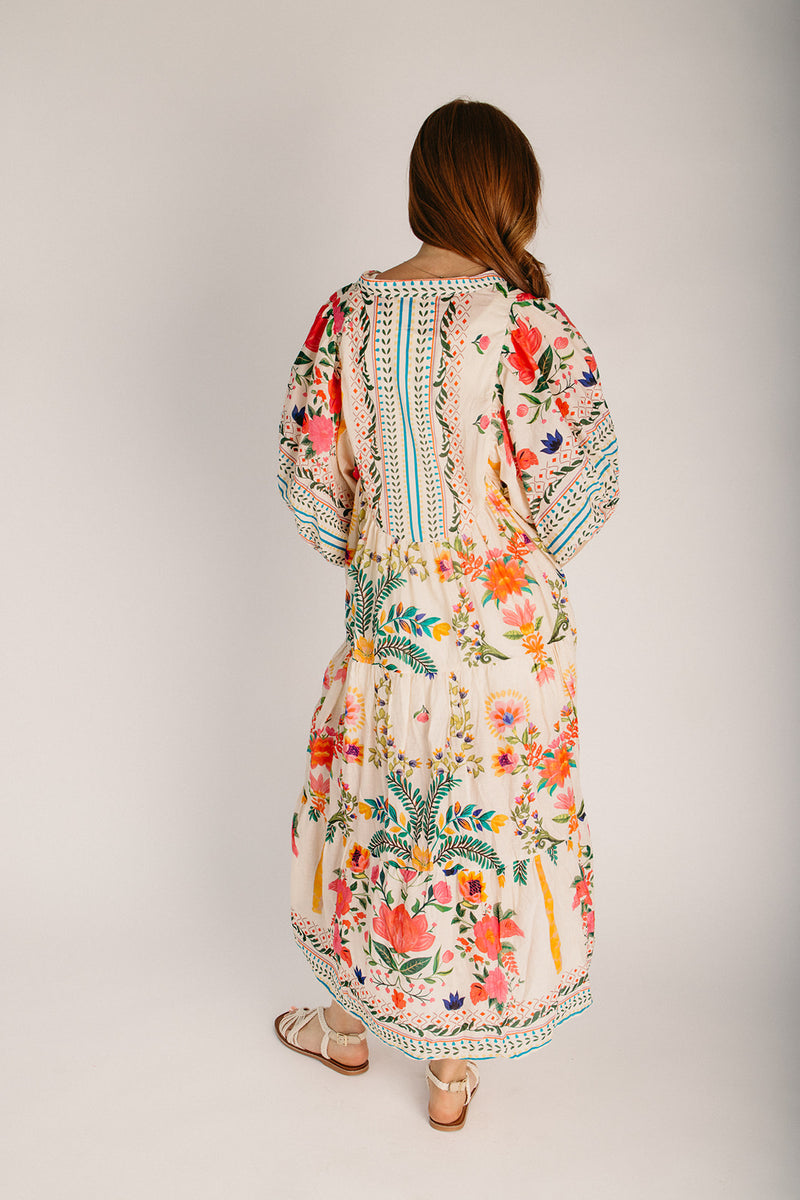 button up maxi dress The Sorano Floral Button-Up Maxi Dress in Natural Multi (SHIPS MID JULY) M/L