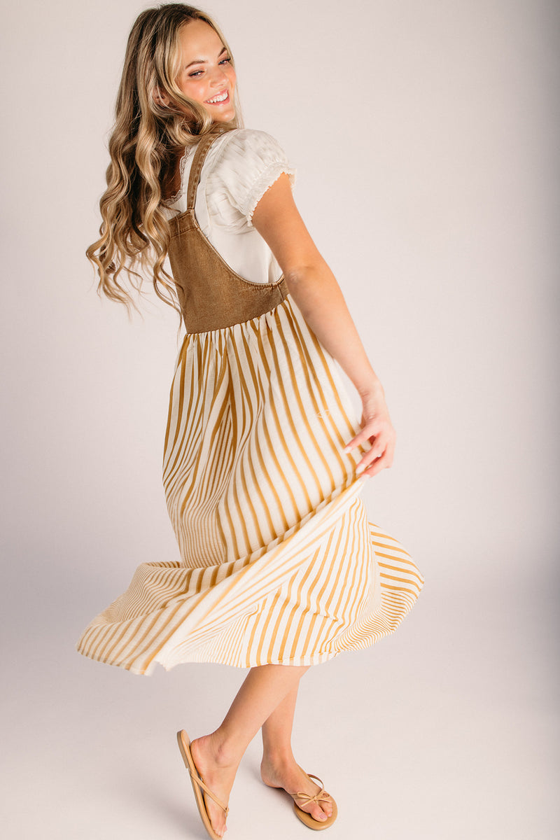 light brown overall dress Anissa Brown Overall Dress FINAL SALE XS