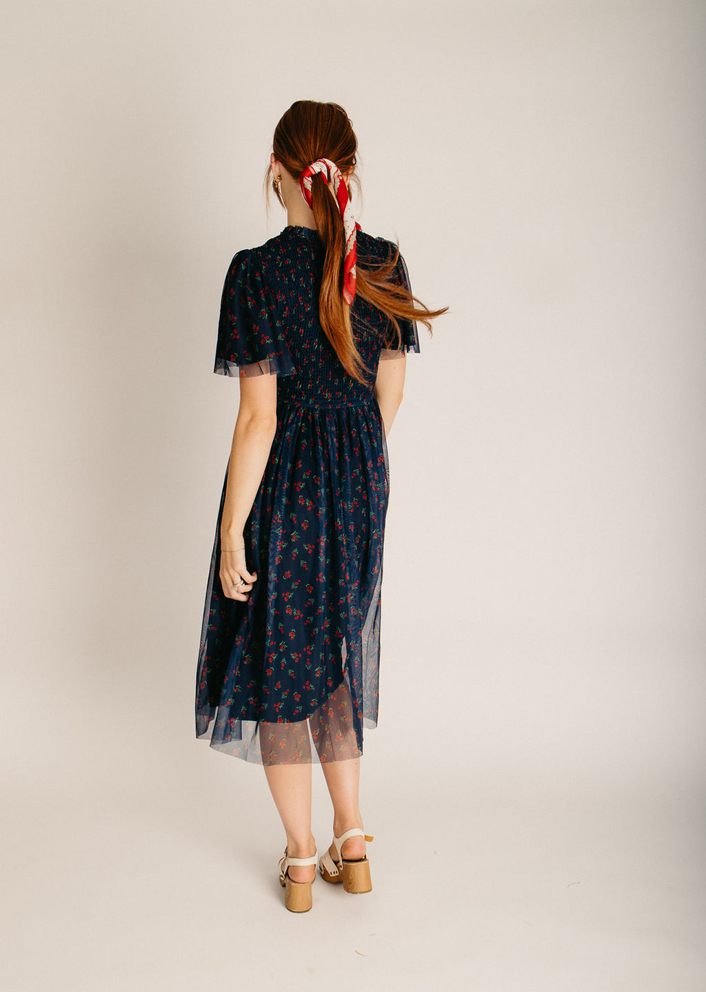 floral smocked midi dress The Espino in Dark Navy – Piper & Scoot Bust 34 // Length Size:custom Classy Evenings Glitter Pleated sale_springsavingsevent