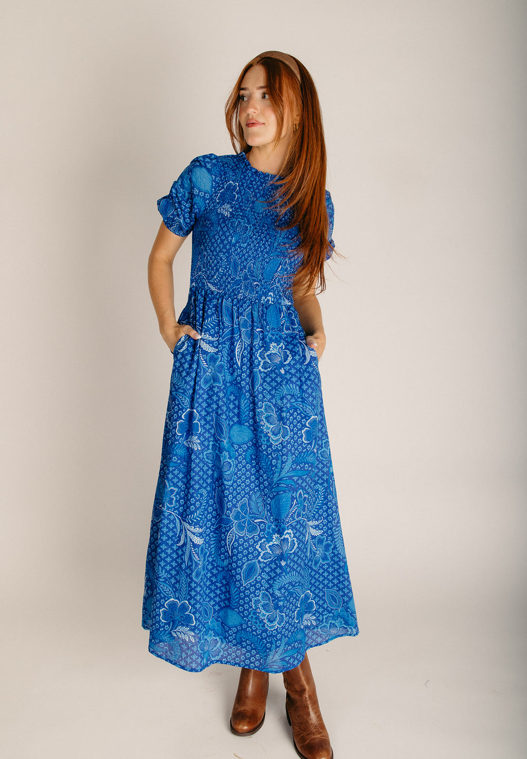 blue multi maxi dress The Bermy Smocked in Medium Size:UK3.5 Fabric has some stretch Joie-0505 Spring has sprung and