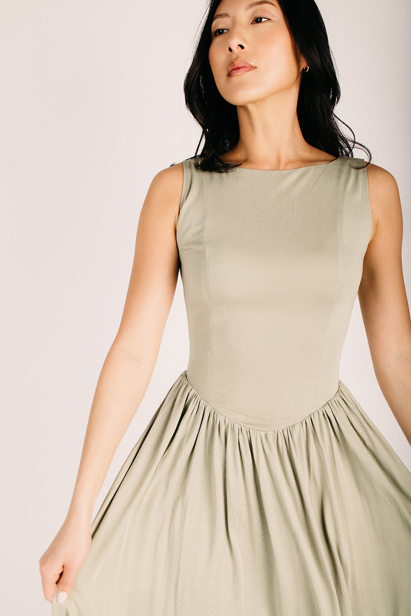 boat neck drop waist midi dress COLLUSION drop waist boat neck dress in black