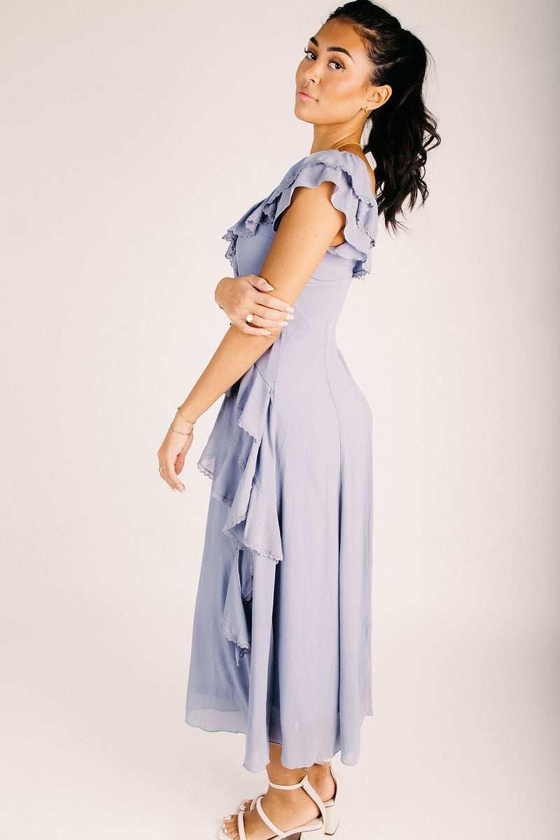 dusty blue maxi dress Azazie Maksim