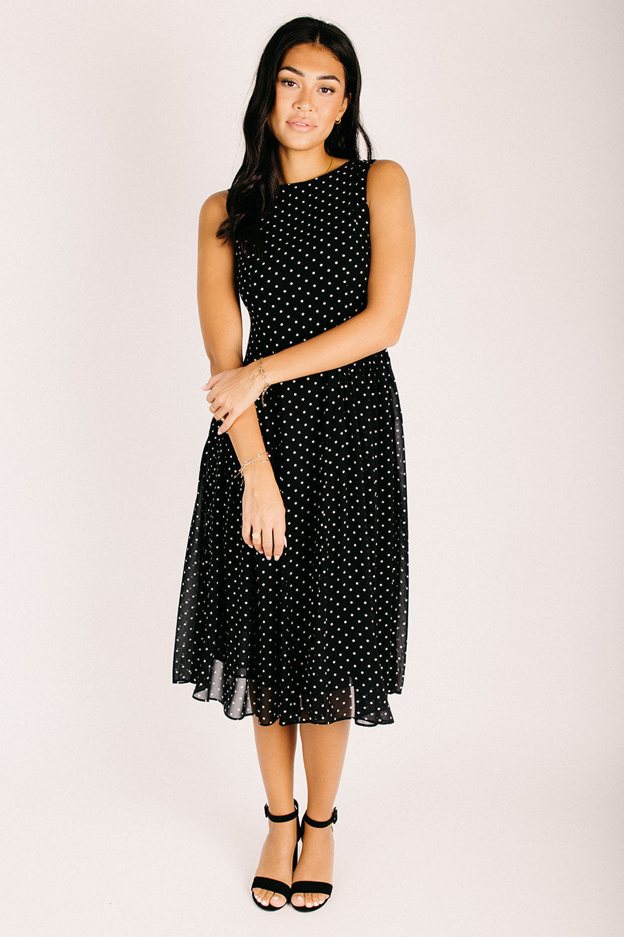 The Basham A-Line Polka Dot Dress in Black – Piper & Scoot