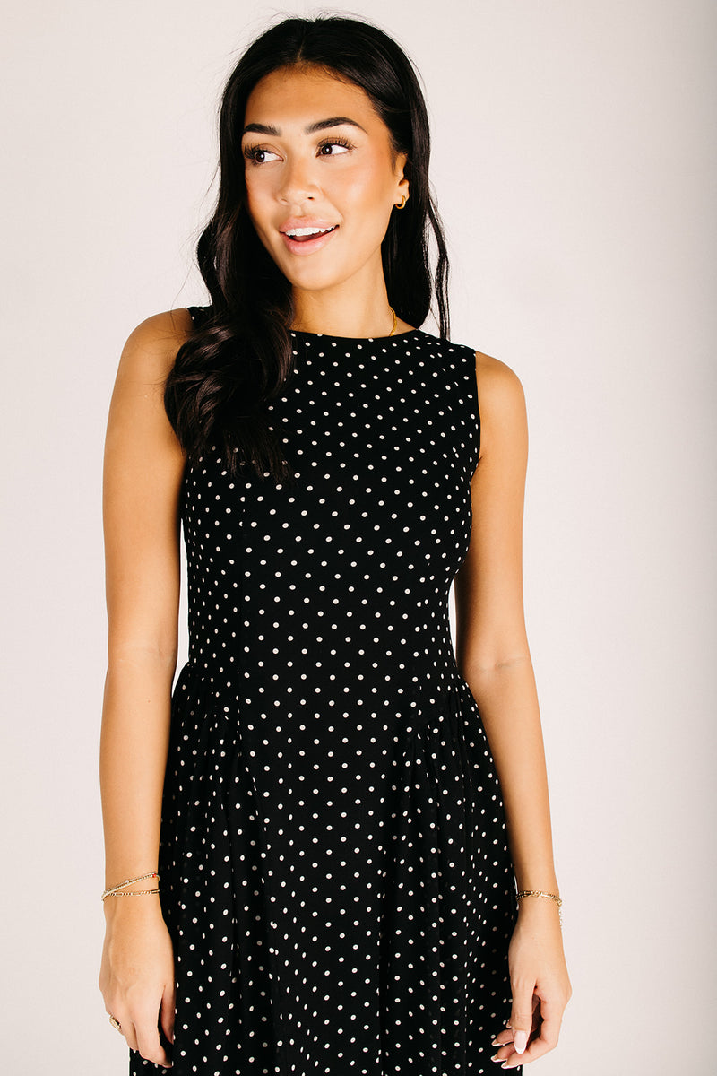 The Basham A-Line Polka Dot Dress in Black Piper & Scoot The Basham A-Line Polka Dot Dress in Black Piper & Scoot