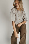 The Inez Button-Up Cardigan in Mushroom