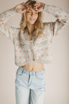 The Ledford Floral Button-Up Cardigan in Oatmeal